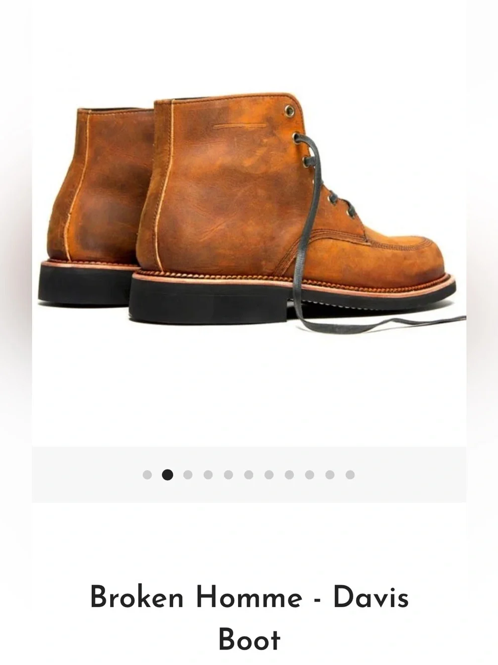 NWOT BROKEN HOMME Huckberry Sz 11 Brown Leather Davis Boots Orig$300 Made in USA